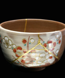 Japanese Tea Bowl, Kyo Ware, Famous Potter, Yoshihide Dobuchi, Plum tree LD - Traditional Kintsugi Shop: Kintsugi By Myriam greff