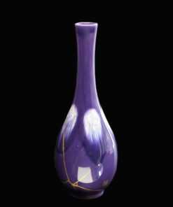 Japanese porcelain bud vase, Kyo ware, White & Purple glazes 2 LD - Traditional Kintsugi Shop: Kintsugi By Myriam greff