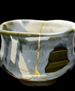 Alternative view of Grey and green chawan by Kato-san