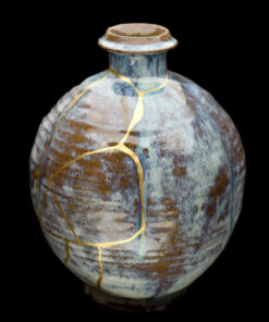 Alternative view of Blue ball vase, Kyo-yaki