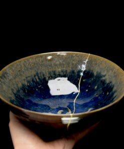 Alternative view of Blue hiragata-shaped chawan