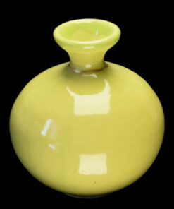 Alternative view of Yellow-glazed terracotta soliflore, restored using the kintsugi technique
