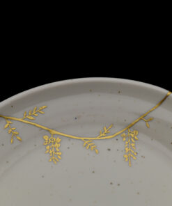Alternative view of Kintsugi Porcelain plate with wisteria