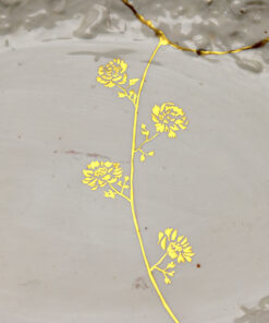 Alternative view of Kintsugi Porcelain plate with peonies