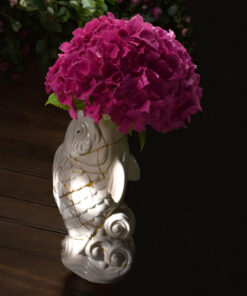 Alternative view of Koi carp kintsugi vase