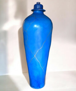 Alternative view of Turquoise floor vase Kintsugi "Medusa"