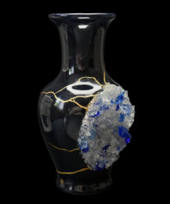 Alternative view of Kintsugi blue geode vase