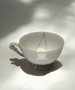 Alternative view of Kintsugi white porcelain tea cup