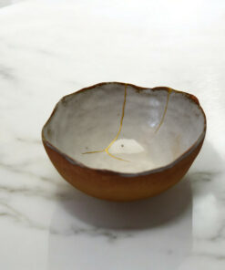 Alternative view of Kintsugi white sandstone bowl