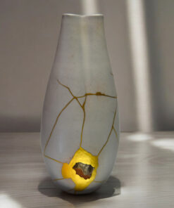 Exceptional Vase: Kintsugi, Mammoth Tooth, and 22-Carat Gold
