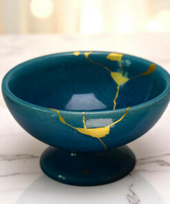 Alternative view of Ceramic turquoise footed bowl
