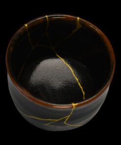 Alternative view of Black Kintsugi chawan