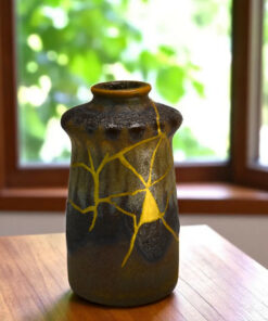 Kintsugi Stoneware Vase in Brown Tones