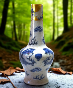 White and blue vase with dragon