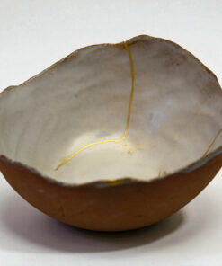 Alternative view of Kintsugi white sandstone bowl