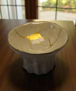 Alternative view of Small Porcelain Bowl Restored with Gold (Kintsugi)