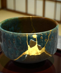 Stoneware Bowl - Black and Turquoise