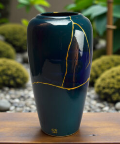 Alternative view of Blue kintsugi vase