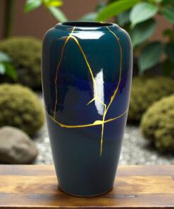 Blue kintsugi vase